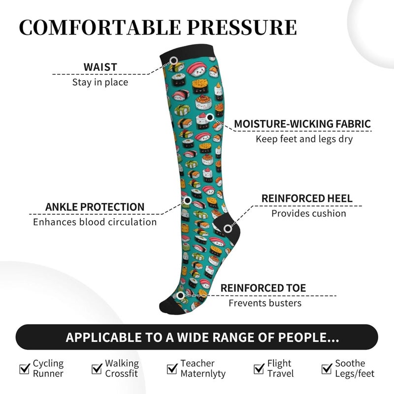 thmnj Compression Socks Knee High Support Socks for Women Men Circulation Stockings for Athletic Running Cycling Flying - Image 4